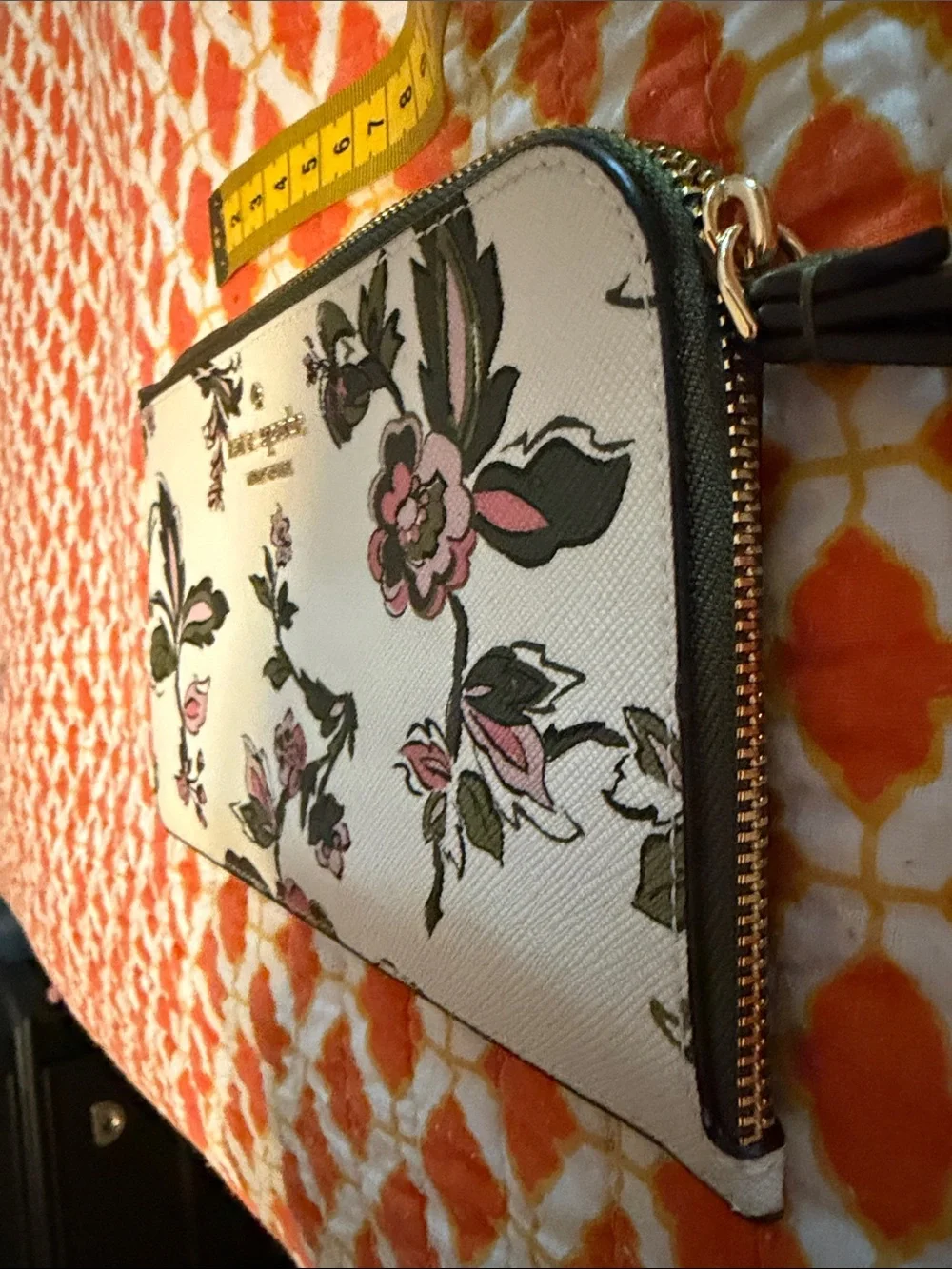kate spade Floral Wristlet in Cream, Pink, Green and Black